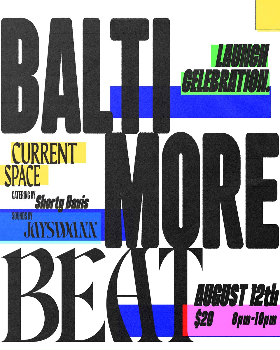 baltbeat's tweet photo. Please join us to celebrate the launch of the new Baltimore Beat, a Black-led, Black-controlled nonprofit newspaper and online outlet. Friday, August 12th from 6-10pm. Sounds by Jayswann
Grilled food by Shorty Davis! https://t.co/x01eqgKCVb https://t.co/e3w7feBkqI