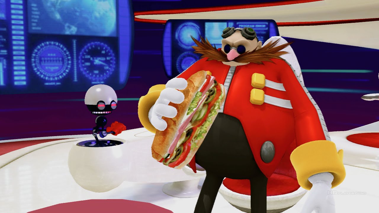 Starved Eggman eats a popeyes biscuit without any water by Bloodlost
