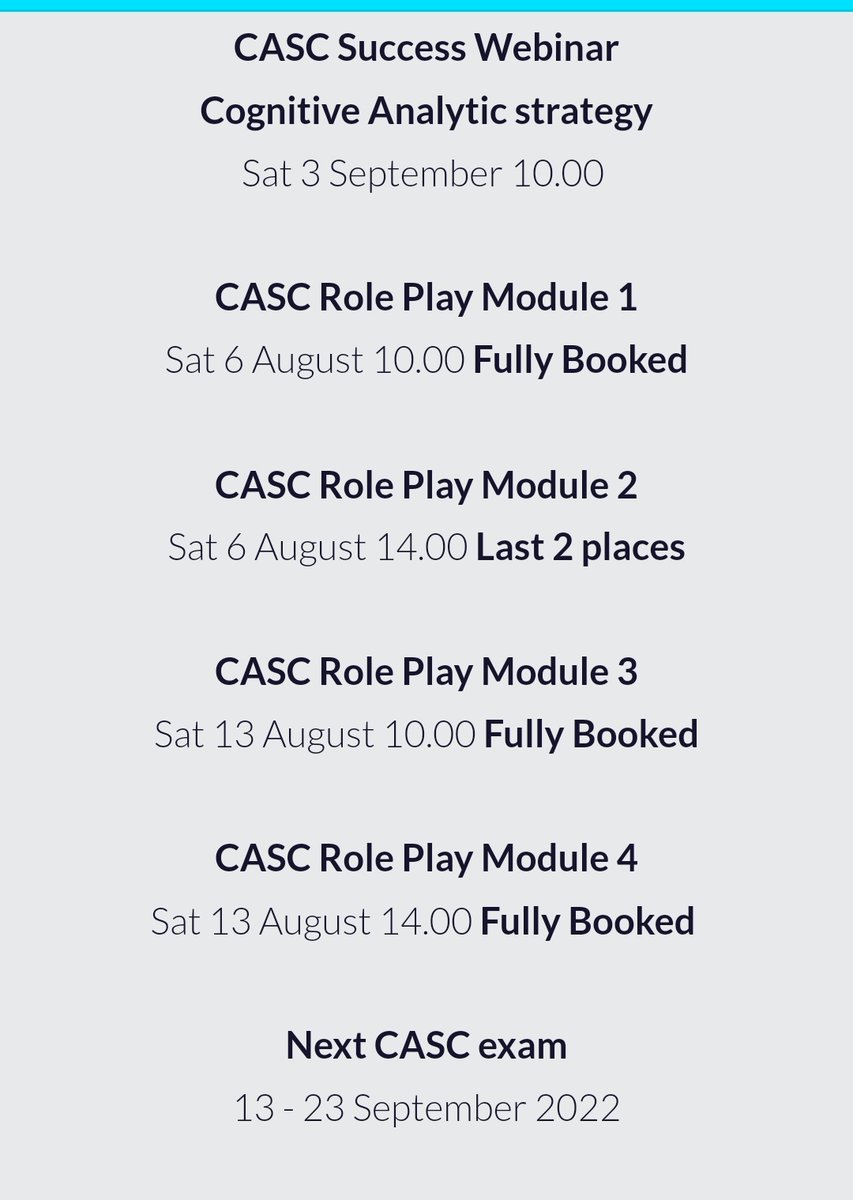 Cognitions4CASC's tweet photo. #CASC course places almost fully booked! Only 2 remaining! #MRCPsych https://t.co/pb9oyN5X78