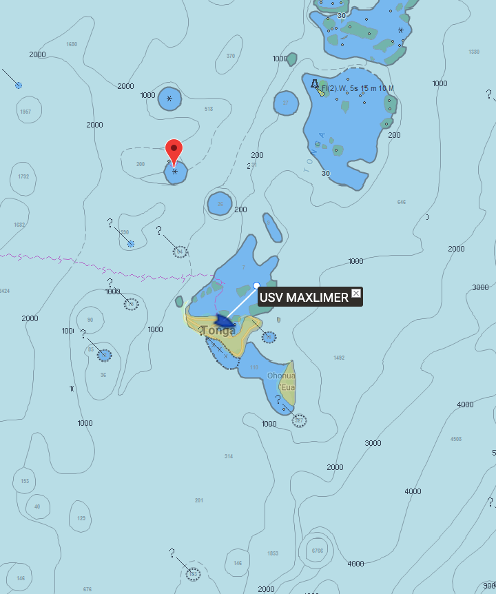 JCDAmos's tweet photo. Look who's on-station in #Tonga. The @InfoSEAKIT robot boat #Maxlimer is mapping the caldera of the Hunga-Tonga volcano just to the northwest. It will be interesting to see if there has been any wastage on some of the flanks of the seamount. @seabed2030 https://t.co/4dRiyUUEDR