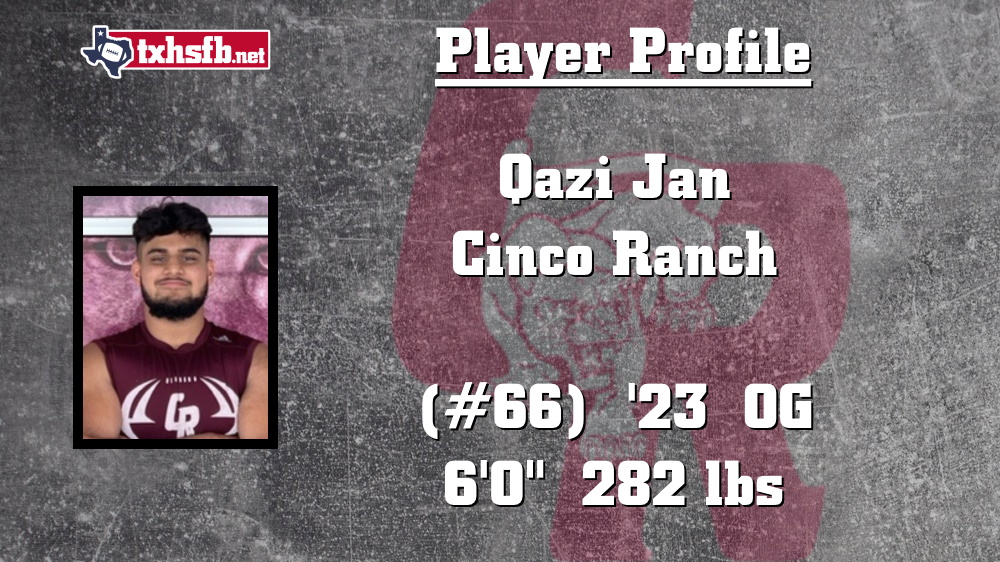 Player Profile: Qazi Jan, Cinco Ranch

txhsfb.net/3224/

#txhsfb
<a href="/QaziJan8/">Qazi Jan</a>
<a href="/ChrisDudley40/">Coach Dudley</a>
<a href="/cincofb/">Cinco Ranch Football</a>