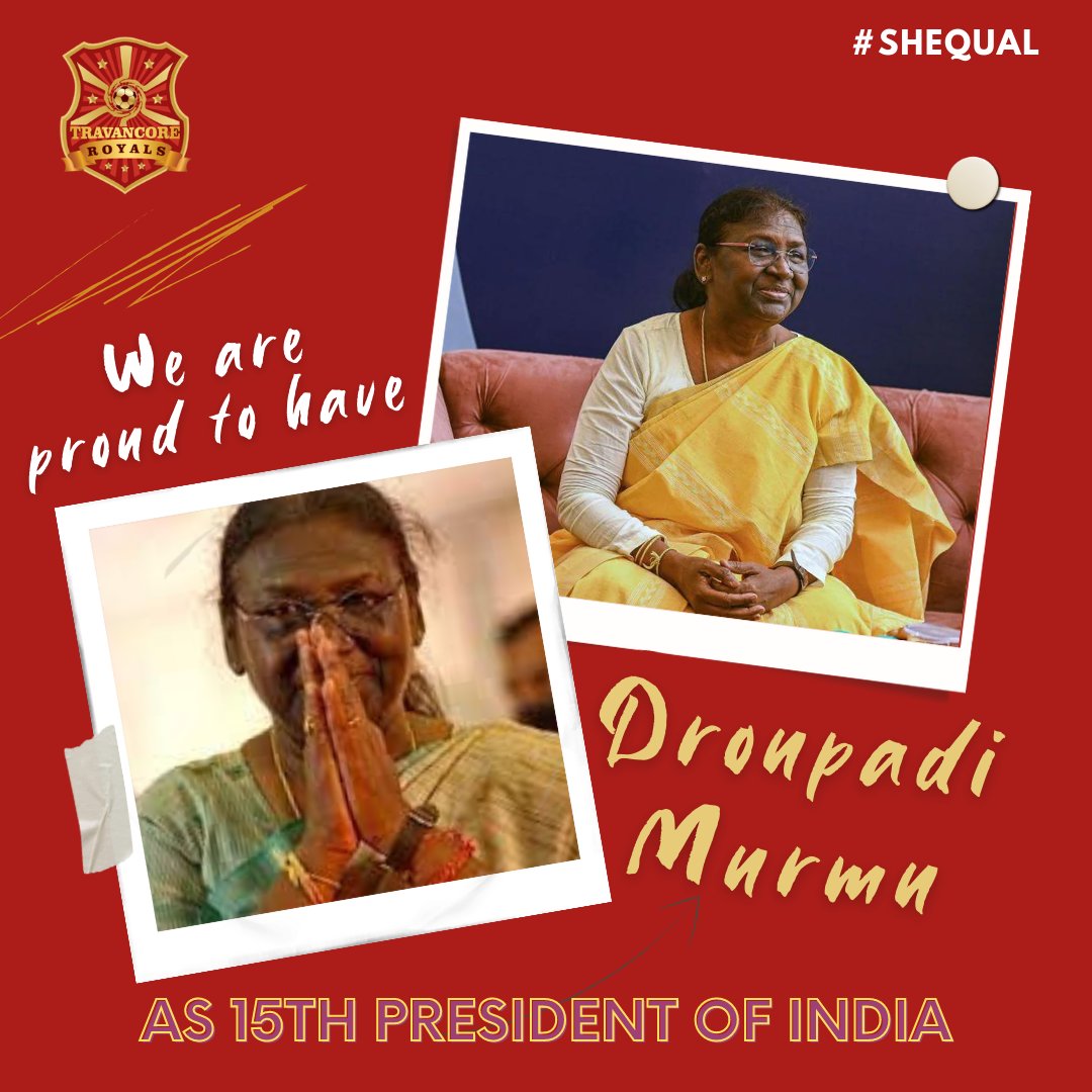 travancoreroyls's tweet photo. Proud to have Smt. Droupadi Murmu as the 15th President of India!!!
#PresidentOfIndia #DroupadiMurmu #shequal #shepower #royals #NammudeClub #peopleowned https://t.co/6N8qiGHvbr