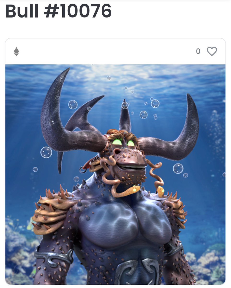 RobColletti1's tweet photo. So I can’t believe it! I finally did it!! I #Minted my first #GodBull from @BullsApesProj!! Checkout my new #SeaGod. Are you loving the #BullsApesProject as much as I am? https://t.co/uE0SRDIjiU