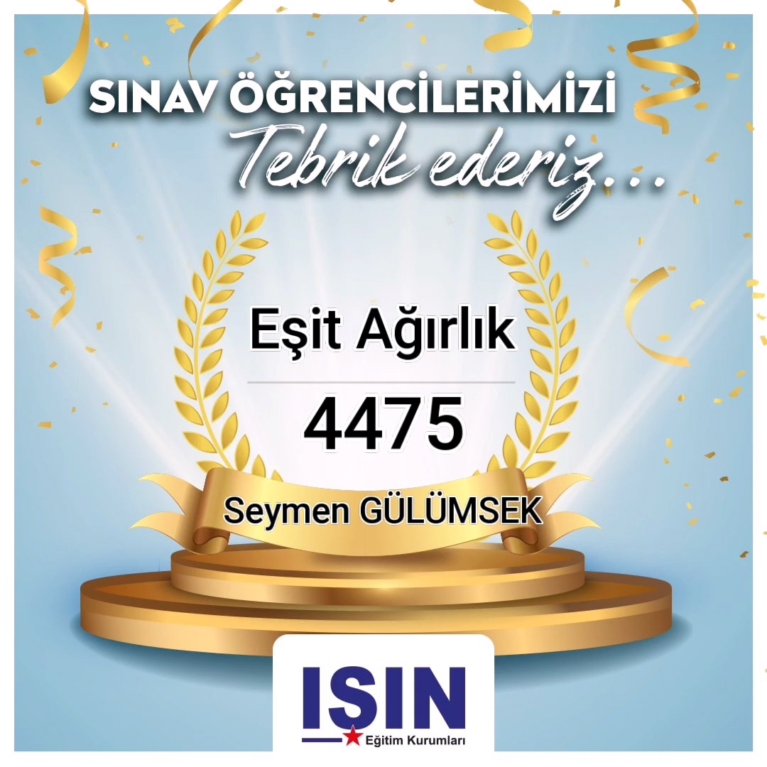 IsKurumlar's tweet photo. YKS SINAVINDA EŞİT AĞIRLIK 4.475 OLAN ÖĞRENCİMİZ SEYMEN GÜLÜMSEK'İ BAŞARISINDAN DOLAYI TEBRİK EDİYORUZ. https://t.co/xmFqWa1B0N
