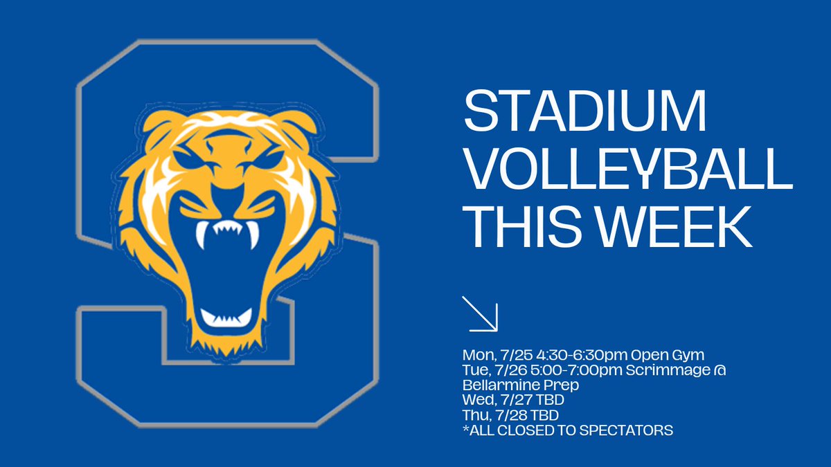 This is the last week of volleyball until tryouts, August 22nd. See you at open gym tonight, Tigers!