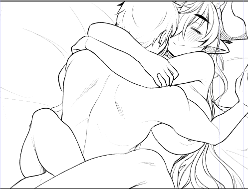 ガレヲン本のだいしゅきホールド線画 ԅ( ˘ω˘ )よしっ 