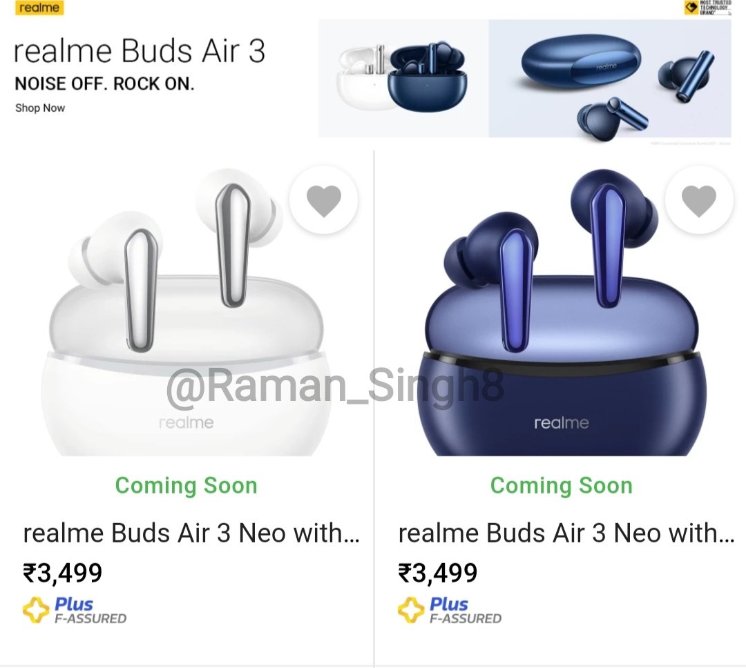 realme Buds Air 3 NEO spotted on Flipkart. Price: ₹3,499 #realme #realmeBudsAir3Neo