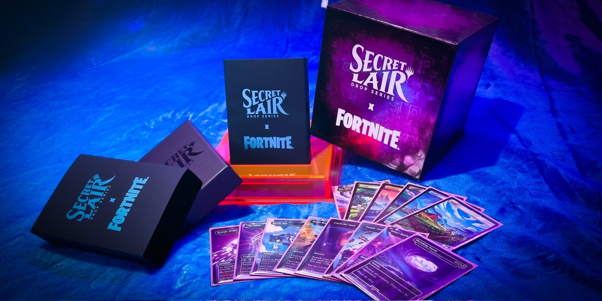 Big Thanks to @Wizards_MagicEU for sending over this 🪅SMASHING🪅 #MTGSecretLair x @FortniteGame collection! 🚍✨️ ⚠️ Less than 3 hours left to grab your own from secretlair.wizards.com! I especially love the Dance Battle card. So cute! #Gifted