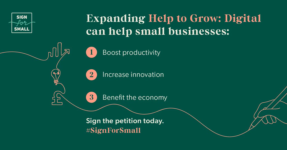By expanding the scheme, Help to Grow: Digital has the potential to help small businesses affected by increased costs and can boost small business productivity and innovation and benefit the economy. Sign the petition today: signforsmall.uk #SignForSmall