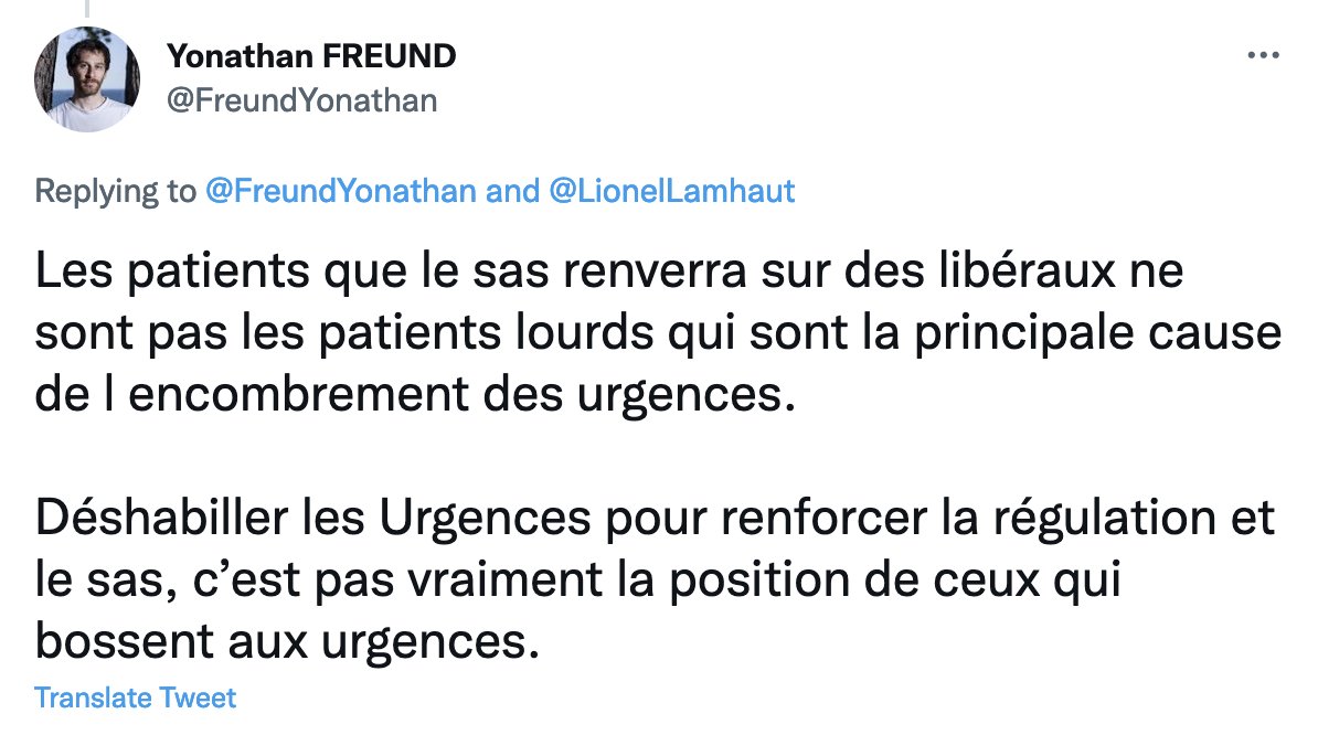 Déshabiller les SAMU pour renforcer les SAU... Raisonnement de vases communicants qui ne résiste pas à une analyse sérieuse...
En propos liminaires, je trouve que ce n’est pas bon pour notre spécialité d’opposer les SAU (ceux qui bossent pour @FreundYonathan ) et