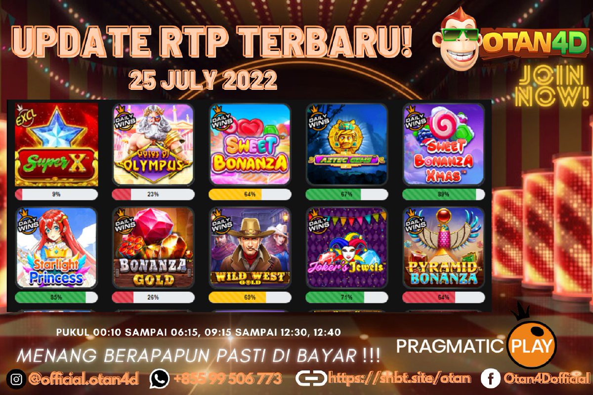 otan4d's tweet photo. RTP SLOT GACOR  OTAN4D

#slotmenang100 #slot #slotmachine #slotgacorhariini #slothabaneroterbaik #sloth #otan4d #otan4dofficial #otan4dtogel #togelterpercaya #togelhk #togelonline #togel #togelsingapore #togelsgp #togelhongkong #togelindonesia #togelsydney https://t.co/7uKHy1APKz
