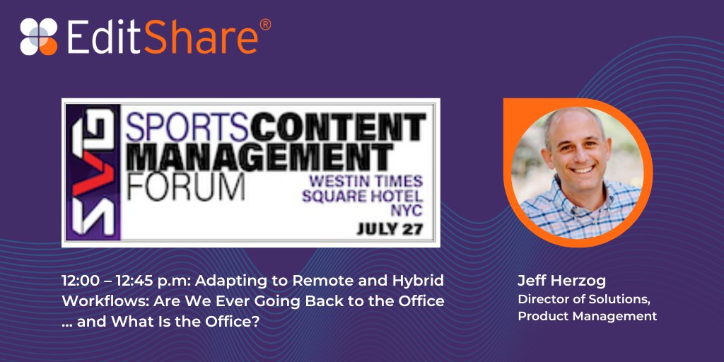 EditShare's tweet image. 🗣️ Attending SVG&apos;s Sports Content Management Forum in NY on Wednesday?  Don&apos;t miss the panel session on Adapting to Remote and Hybrid Workflows with EditShare&apos;s Jeff Herzog. Hope you can stop by for a demo too!
hubs.ly/Q01hs68L0
#remoteworkflows #videoproduction  #svgscm