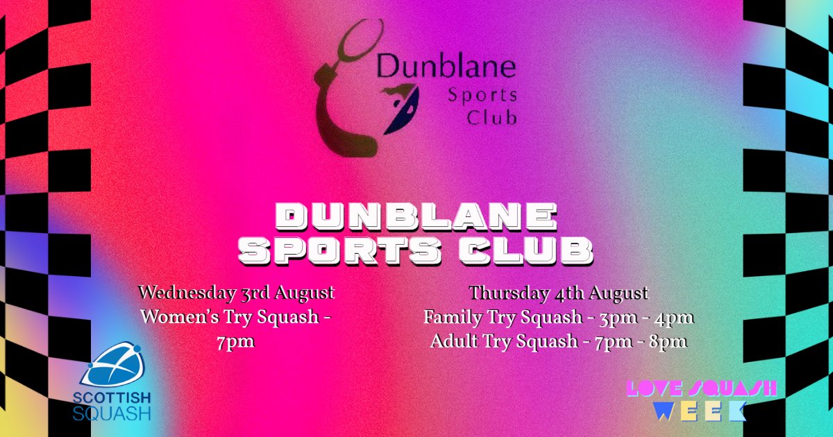Scottish_Squash's tweet photo. .@dunblane_sc are offering three #TrySquash sessions during #LoveSquashWeek2022, including a session for families, a session for adults and a session for women and girls!
No squash experience required! https://t.co/iymgrqmzwv