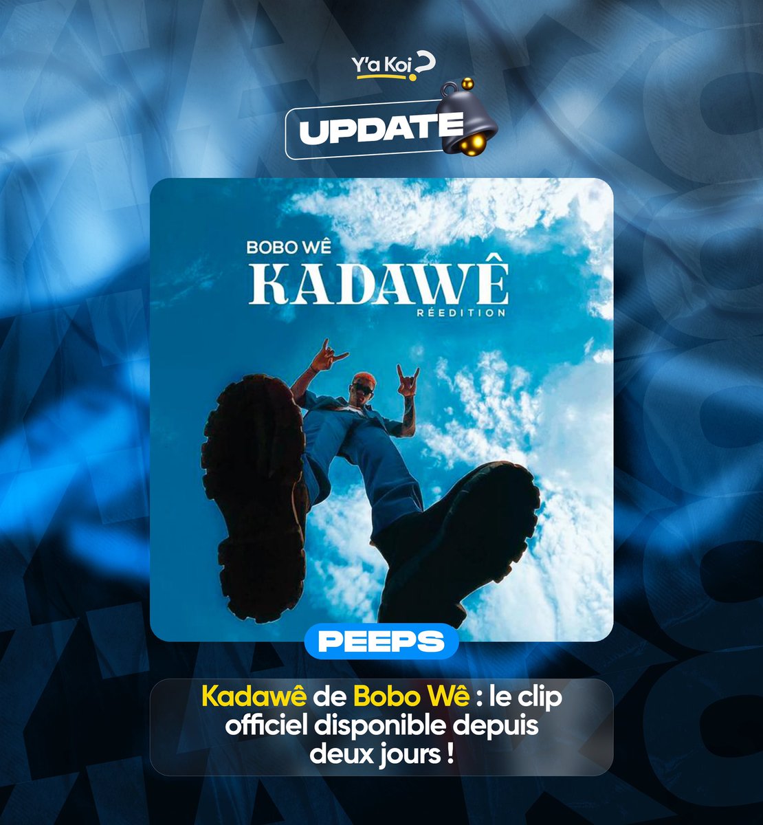 yakoimedia's tweet photo. 🔄[UPDATE PEEPS 🎵]

Bobo Wê nous offre un superbe clip pour son titre #kadawe.

Quand la créativité et l’envie de faire différemment sont aux rendez-vous, le résultat est absolument fabuleux !

Lien du clip : https://t.co/KSTH2CeMsB

| Y’a Koi?😎 | Tout c’ki bouge🔭 | Ton média https://t.co/eRpU9OHyqc