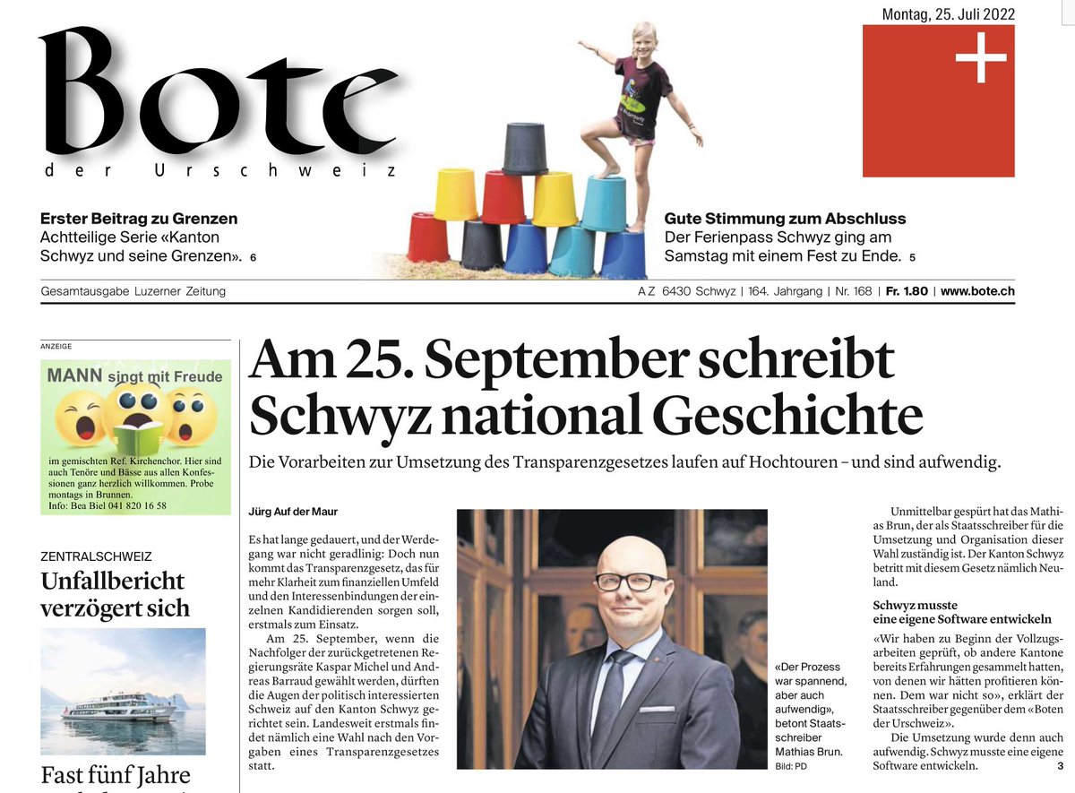 Die Vorarbeiten zur Umsetzung des #Transparenzgesetz im #Kantonschwyz laufen auf Hochtouren. Damit die Umsetzung möglichst #wenigBürokratie verursacht, werden wir sie weitestgehend #digitalisieren m.bote.ch/1419014