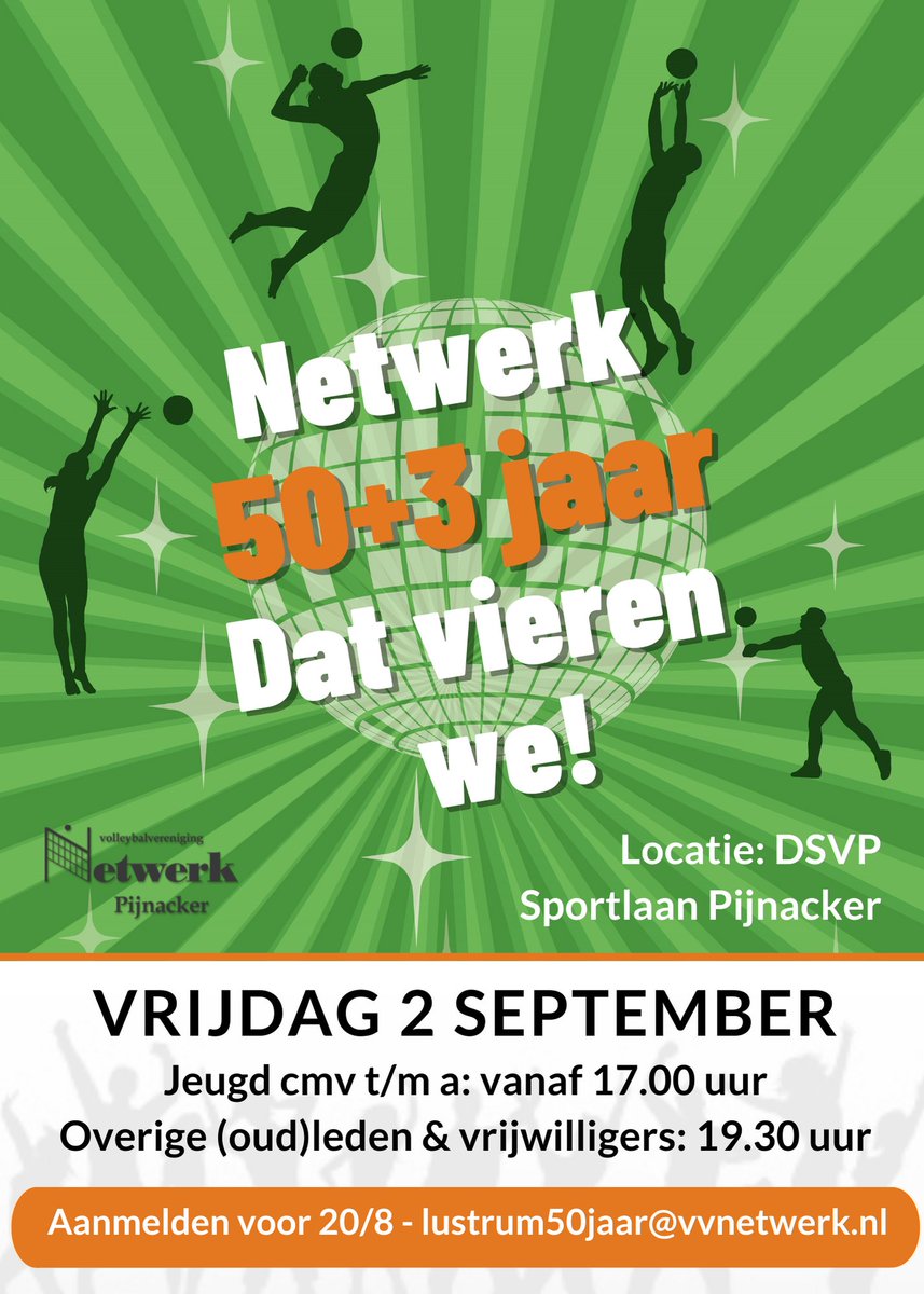 De zomervakantie is in volle gang. Kom je op vrijdag 2 september de 50ste verjaardag van Netwerk vieren? Geef je op via de mail!