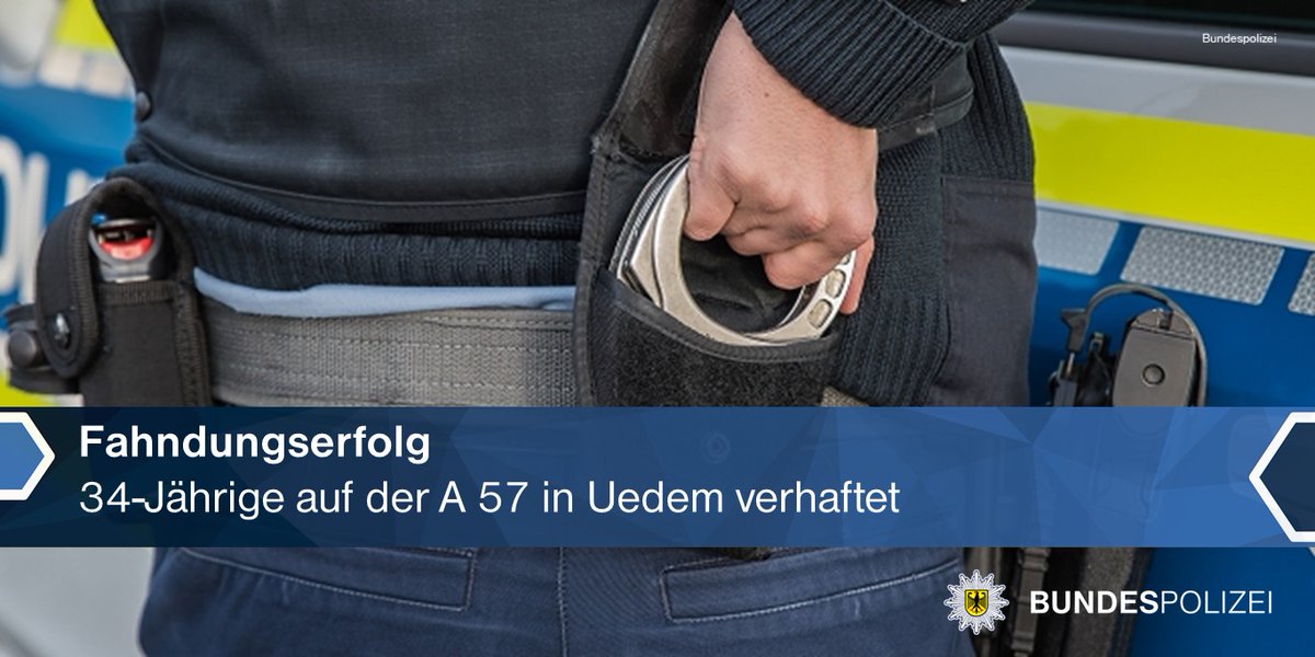 bpol_nrw's tweet photo. Die #Bundespolizei #Kleve hat auf der #A57 bei #Uedem eine 34-jährige Frau verhaftet. Die #Staatsanwaltschaft #Duisburg suchte sie wegen eines Verstoßes gegen das Pflichterversicherungsgesetz.
🗞️Zur Pressemitteilung:
https://t.co/SEGlsfqMwS
*Eß. https://t.co/FzpYg2pEDl