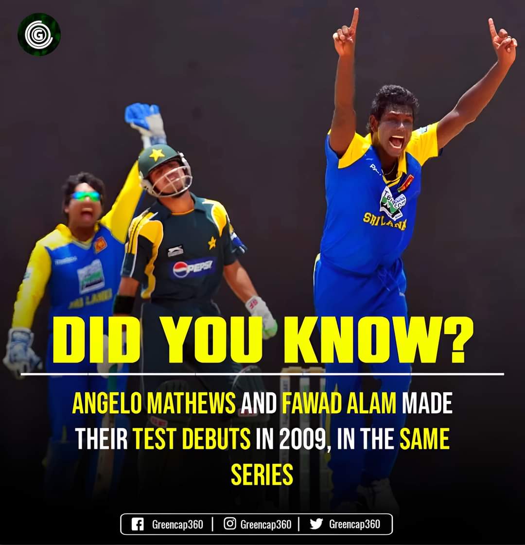 Angelo Mathews and Fawad Alam made their Test Debuts in 2009, in the same series.

13 years later, Mathews is playing his 100th Test and Fawad Alam scored his 1000th test runs, that too in the same match. 😳
 #FawadAlam #SLvsPAK
Babar 
Rizwan