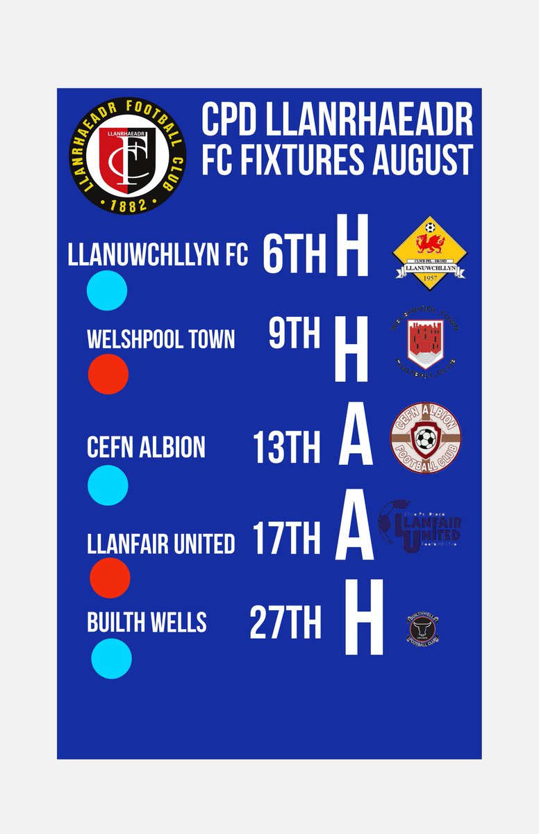 LlanrhaeadrYMFC's tweet photo. #Augustfixtures #comeonLlan https://t.co/dj1AjTU27U