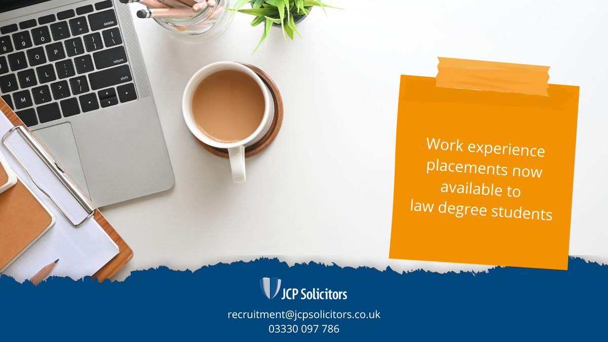 jcpsolicitors's tweet photo. We are pleased to be re-opening our week-long work experience placements to law degree students.

📧 Email recruitment@jcpsolicitors.co.uk to express your interest.

🚌 If you are not able to attend placements due to the cost of travel, please get in touch to see how we can help. https://t.co/oLPSs6ePxQ
