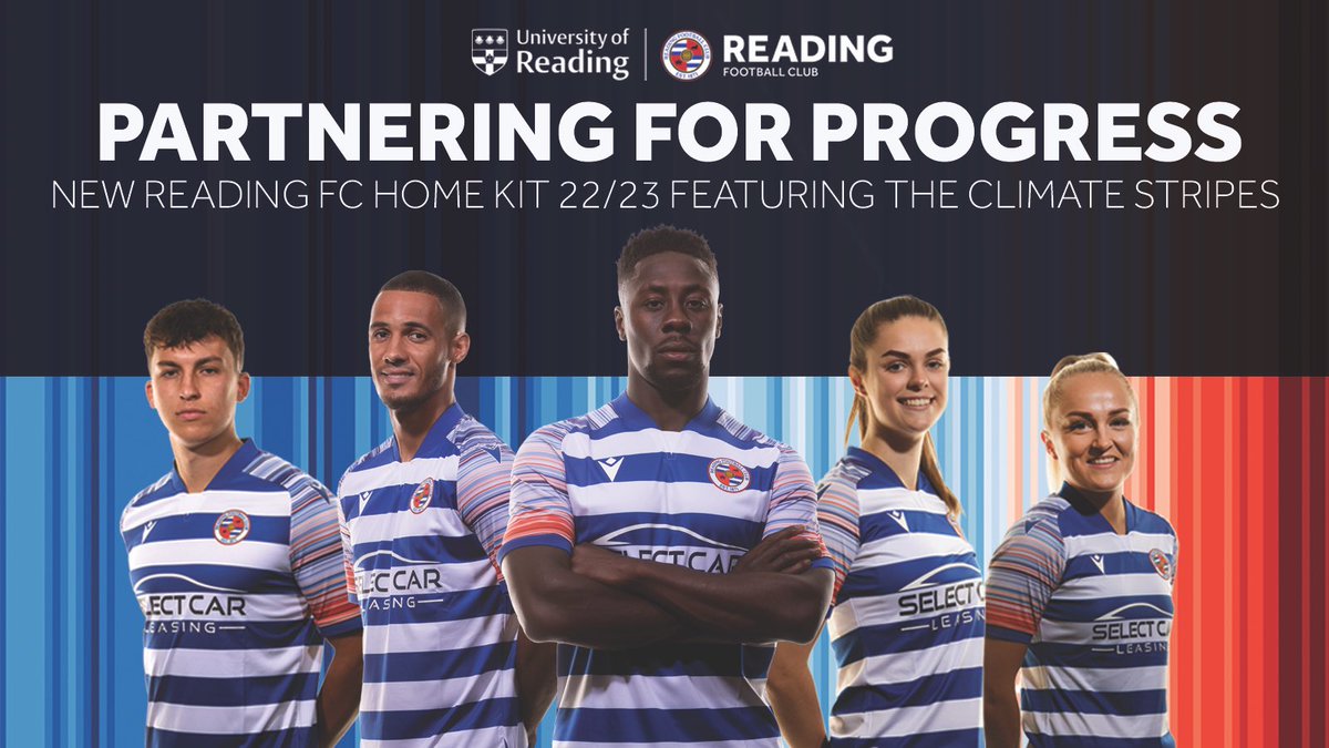 Ed Hawkins (@ed_hawkins) on Twitter photo Today <a href="/ReadingFC/">Reading FC</a> and <a href="/ReadingFCWomen/">Reading FC Women</a> unveiled their new home kit for the 2022/23 season, incorporating the climate stripes on the sleeves and shorts.
The stripes used on the kit represent changes in temperature in Reading since the club was founded in 1871.
#HoopsForTheFuture Today <a href="/ReadingFC/">Reading FC</a> and <a href="/ReadingFCWomen/">Reading FC Women</a> unveiled their new home kit for the 2022/23 season, incorporating the climate stripes on the sleeves and shorts.
The stripes used on the kit represent changes in temperature in Reading since the club was founded in 1871.
#HoopsForTheFuture