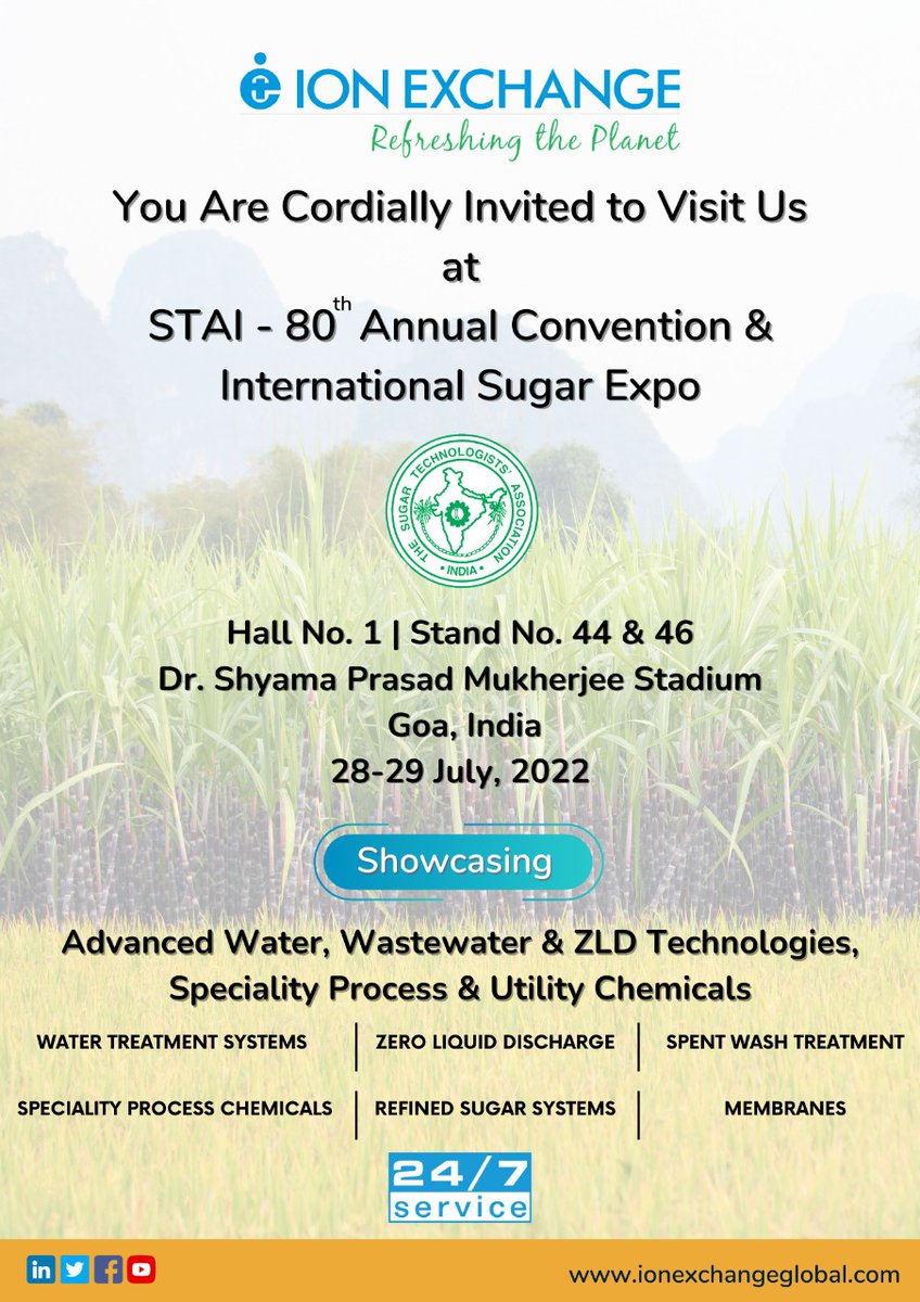 IEI_Ltd's tweet photo. #STAIEXPO #Sugarindustry #sugarexpo #exhibition #specilitysolutions #watertreatment #wastetreatment #STAI #sugar #zld #spentwash #refinedsugarsystems #watertreatmentsystem #specialityprocesschemicals #sugarindustry #sugarmills #STAI
Visit us at 👉https://t.co/qKLevgfH52 https://t.co/x7n7FfL3j1