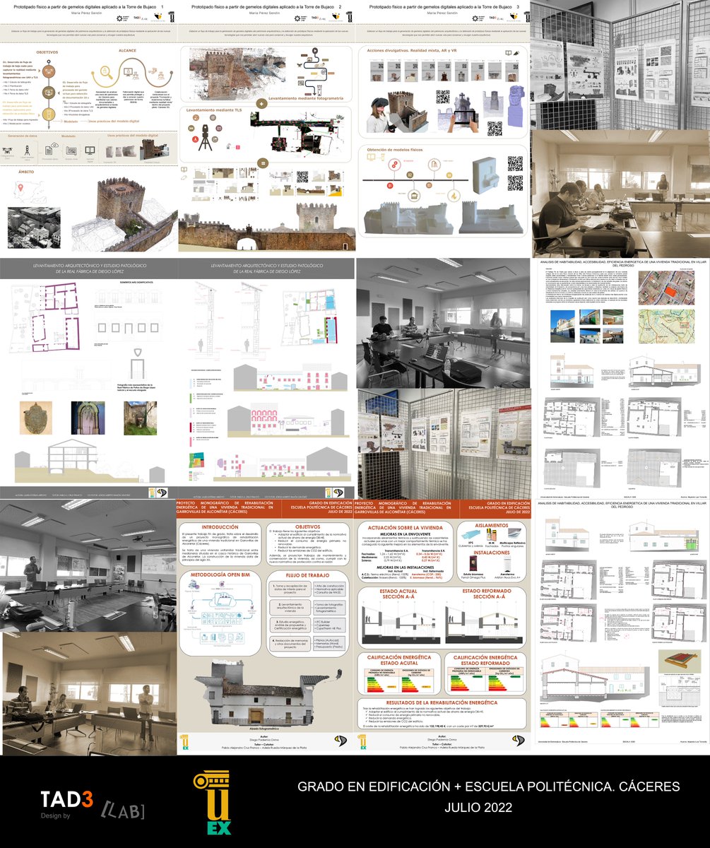 Tad3Lab's tweet image. Aquí tenéis el resumen de las fantásticas presentaciones de TFE de algunos de nuestros alumnos de edificación de  @EPCC_Unex👇
¡Os deseamos la mejor de las suertes en esta nueva fase en el mundo laboral y recordad con cariño vuestro paso con nosotros! @jtorreci @aparejadorescc 👏