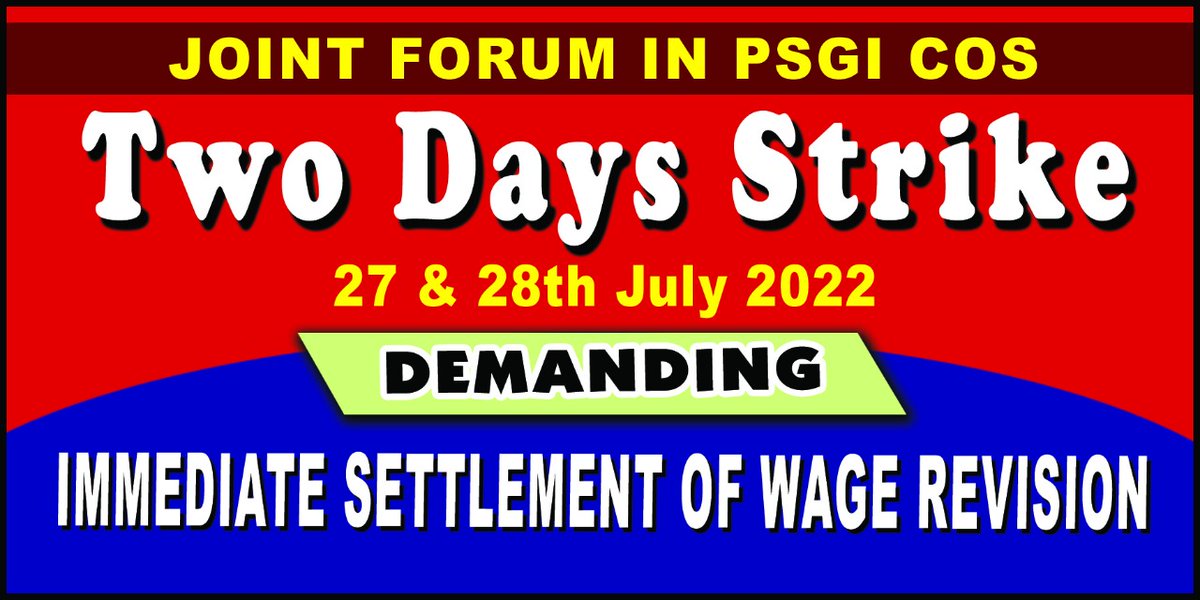 SekharB51025143's tweet photo. Settle #GIPSAWAGEREVISION at par with LIC which is pending for 60 months. @nsitharamanoffc @DFS_India @SitaramYechury
@RahulGandhi
@salimdotcomrade @BinoyViswam1  (Practically 5 day off in a row this week,27-28th strike call,29 th Friday-almost all will take leave,30-31 Sat-Sun) https://t.co/kMXkidF22N