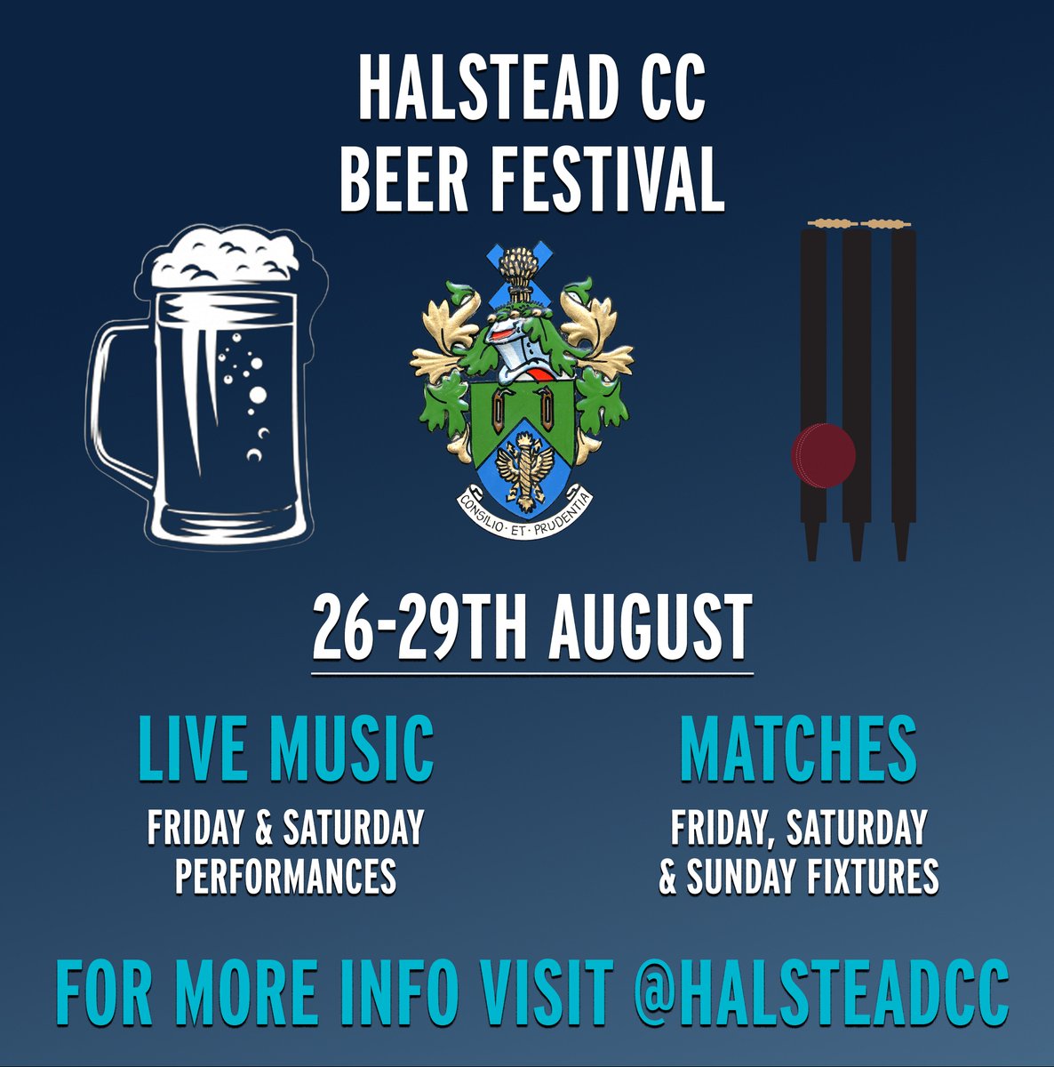 Beers, bats, bails and... Save the date! The Halstead CC Beer Festival is back, the 26th to the 29th August at Star Stile. Watch this space for more information 🍺