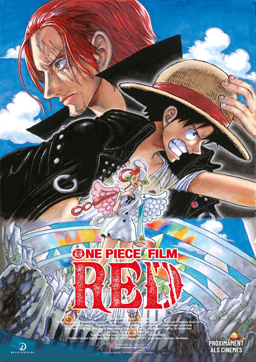 CAT: 🔴CARTELL OFICIAL DE CINEMA🔴

🎬 La nova pel·lícula de One Piece: One Piece Film Red arribarà als cinemes també en Català al 2022, i aquest és el pòster oficial de l'estrena! 

Què et sembla aquest pòster amb en Shanks, en Ruffy i la UTA? 

#ONEPIECE
#ONEPIECEFILMRED