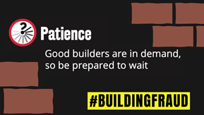 TradStandSW's tweet image. Don't let impatience be your downfall - #RogueBuilders take advantage of people who are desperate to proceed. A good builder is likely to have a waiting list; have patience.

More information, tips and help at: tssw.org.uk/consumers/buil…

#BuildingFraud #DoorstepCrime #WillingToWait