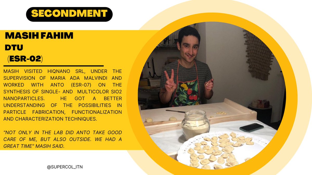 <a href="/FahimMasih/">Masih Fahim</a> visited <a href="/HiQNano/">HiQ Nano </a> under the supervision of Maria Ada Malvindi and worked with Anto on the synthesis of single and  multicolor SiO2 NPs. He got a better understanding of the possibilities in particle fabrication, functionalization and characterization techniques.