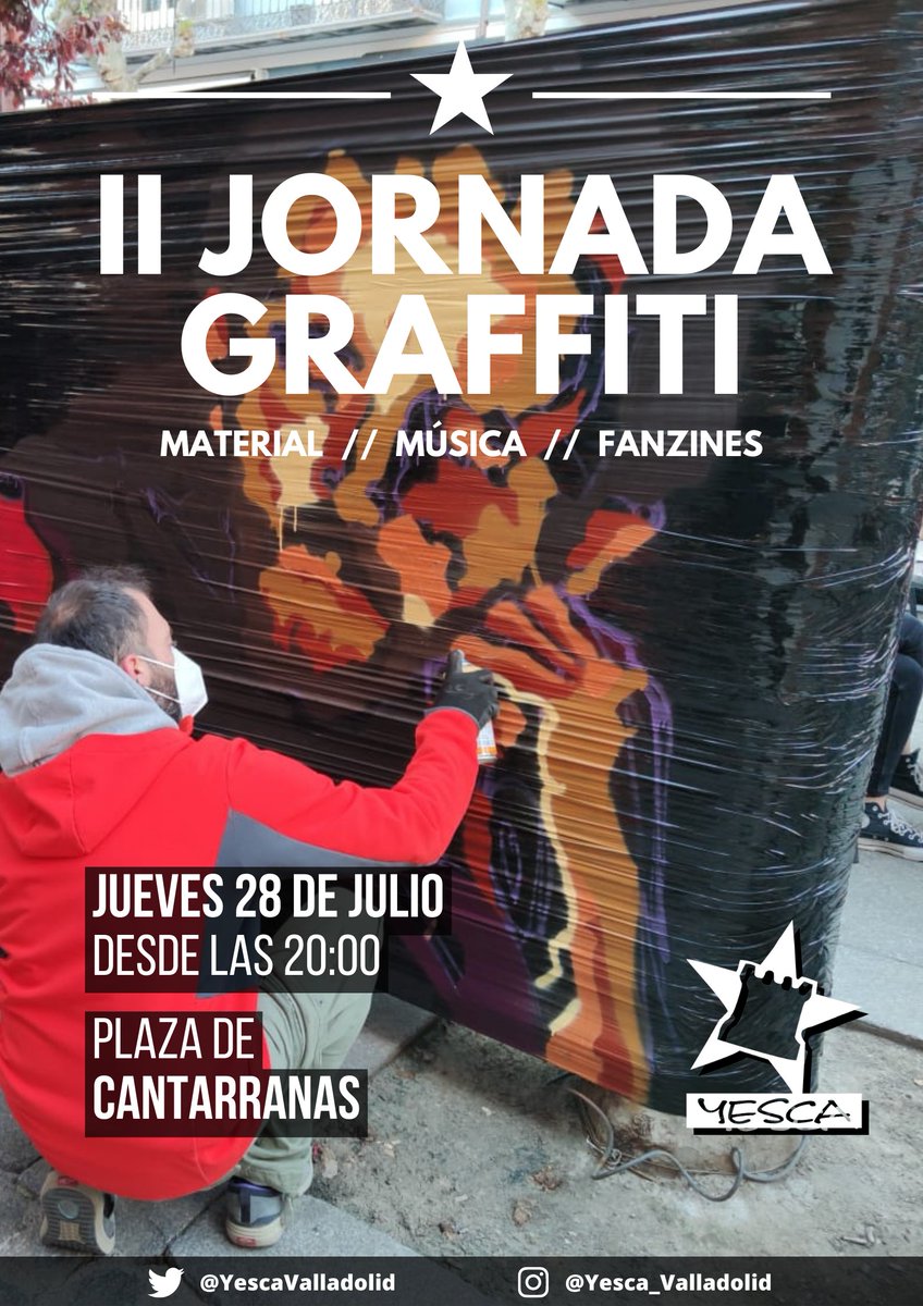 II JORNADA DE GRAFFITI

Volvemos con la II jornada, junto a artísticas locales y con reivindicaciones a través del graffiti. 
Os esperamos en Cantarranas el jueves  28 desde las 20:00.

Volvemos a #Cantarranas