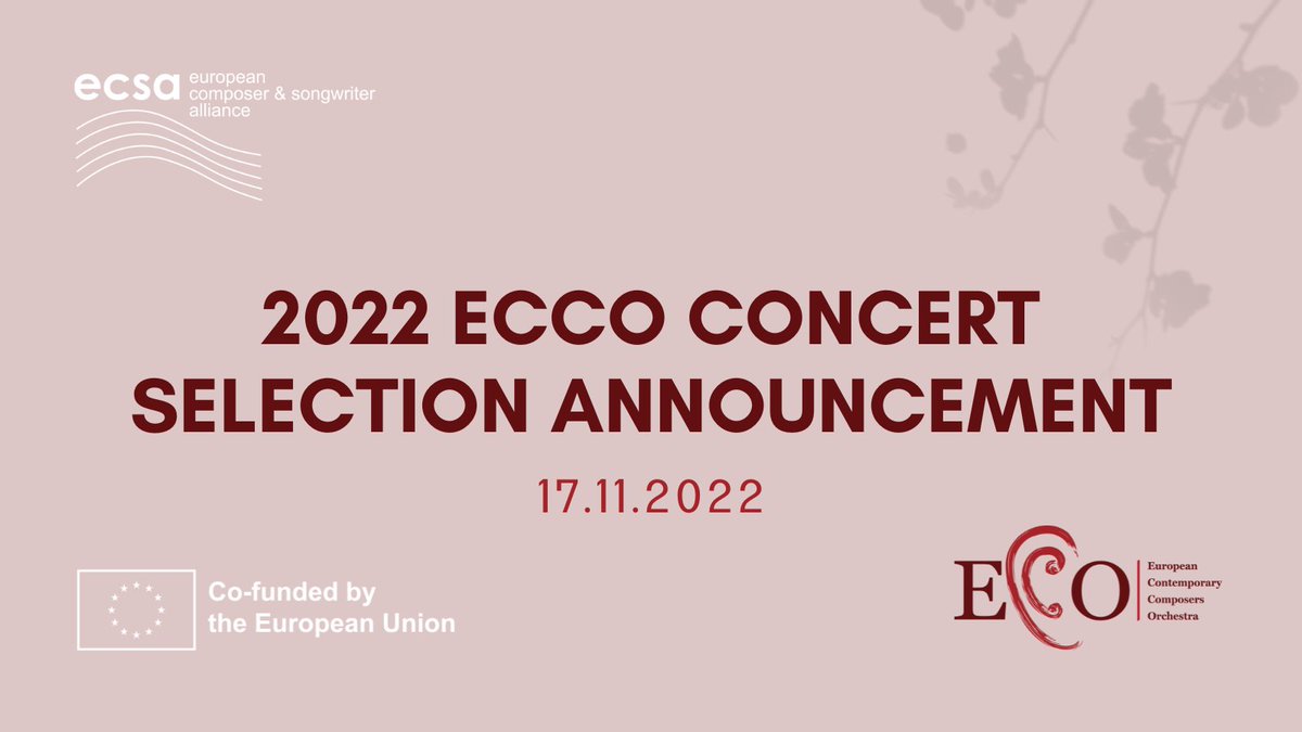 Creators_ECSA's tweet photo. 📣 The selection for our next #ECCOconcert in Brussels is out!
▶️ Visit our website https://t.co/1sIMw8pErb to find out the pieces that will be performed by the great STYX Ensemble!
#composeralliance #eccoconcert #event #artmusic #contemporarymusic #creativeeurope https://t.co/TE6YXR0Ajt