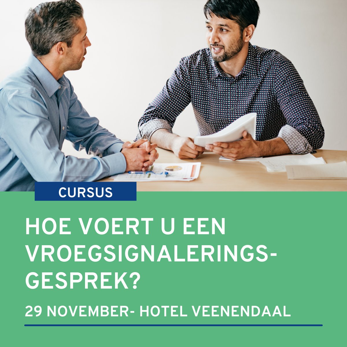 Hoe voert u een vroegsignaleringsgesprek?
29 november 2022
Hotel Veenendaal
Met <a href="/nadjajungmann/">Nadja Jungmann</a> kerckebosch.nl/zorg-welzijn/h… #vroegsignalering #gesprekstechnieken