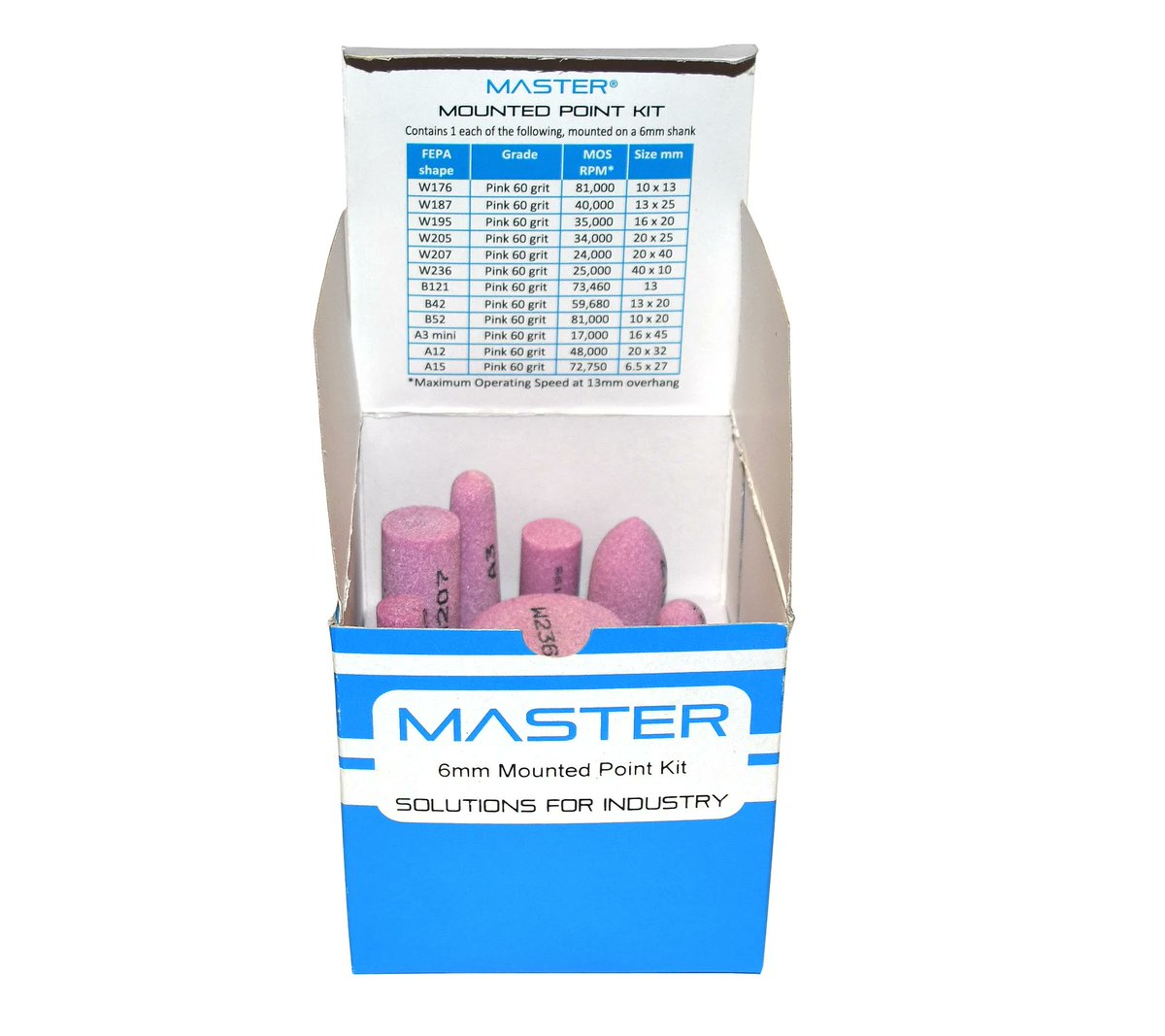 MasterAbrasive's tweet photo. Take a look at our mounted point kit: a 12-piece set of 6mm shank #MountedPoints in pink 60 grit, ideal for testing out different shapes in the Master brand range! #metalworking #UKmfg #fabrication #metal #diegrinder #deburring #DieCast #manufacturing #abrasives #engineering https://t.co/u2FqPqKUSD