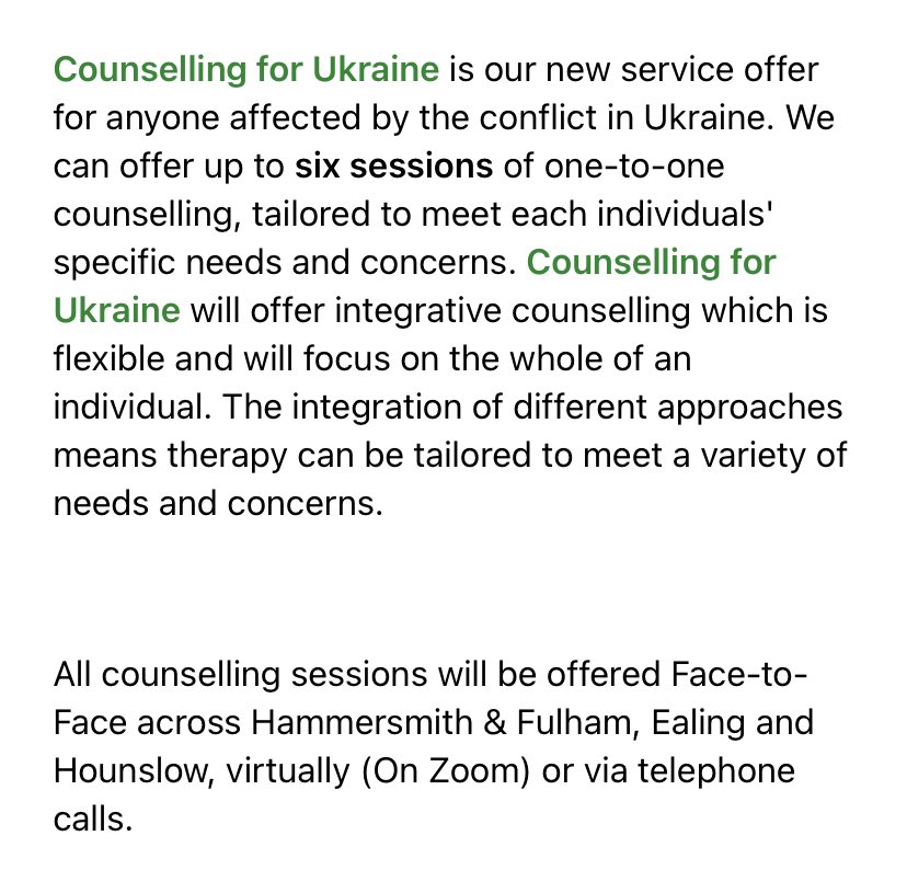 NishkamSWAT's tweet photo. Counselling for Ukraine service offer for anyone affected by the conflict in #Ukraine offered Face-to-Face across Hammersmith &amp; Fulham, Ealing and Hounslow, virtually (On Zoom) or via telephone calls.#NishkamSWAT https://t.co/2KOcxt0yJS