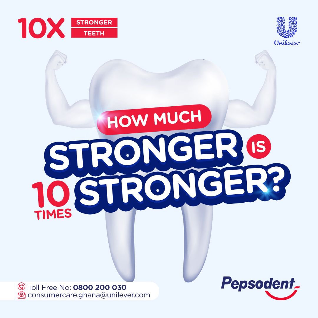 Pepsodent_ghana's tweet photo. How strong is your teeth? Are they strong enough to chew? Let us know in the comments?
#Pepsodentgh #Maximumcavityprotection #Domoreforyoursmile #10xstronger https://t.co/RedY6A5Wux