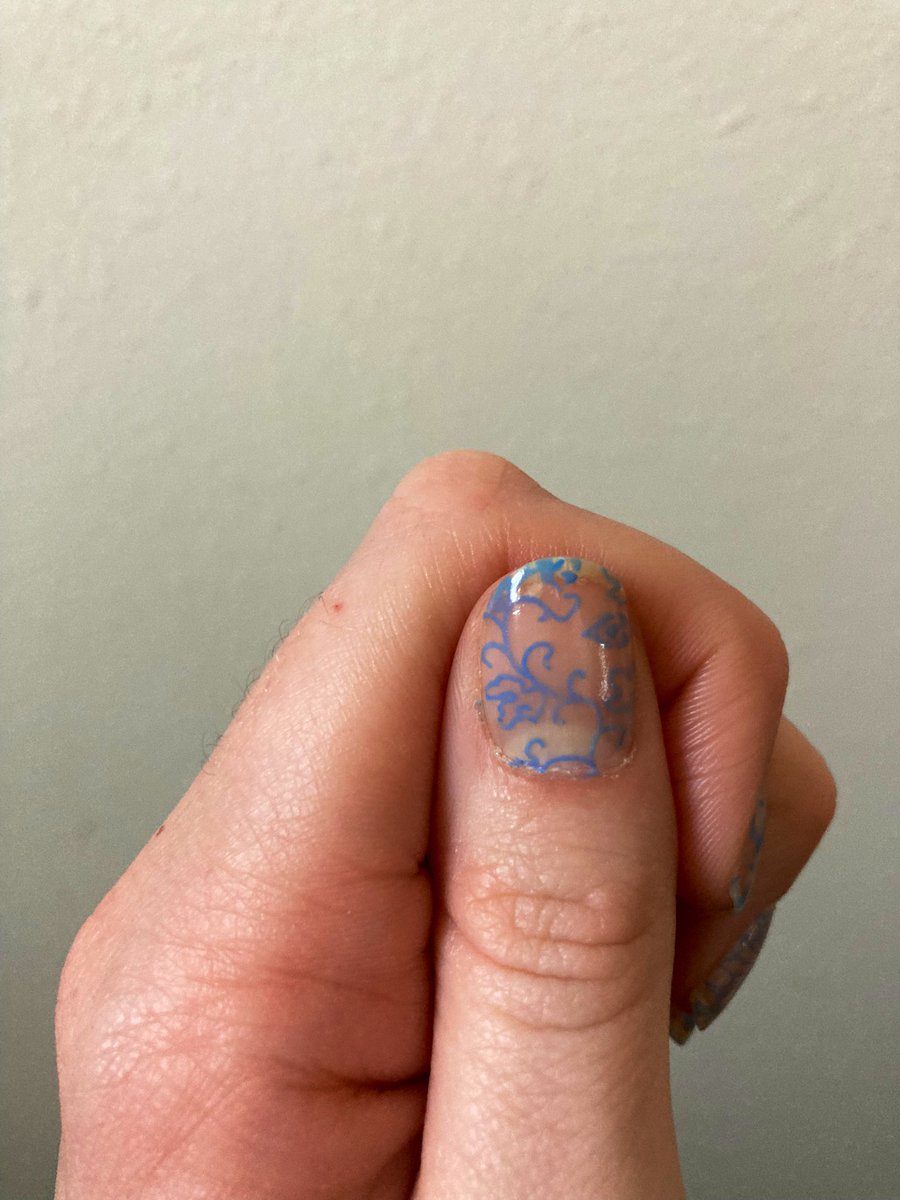 Sneak peek at the next nail art moment… Been trying #nailstamping I think stamp/color should go over a white polish tho. This is just a tester.