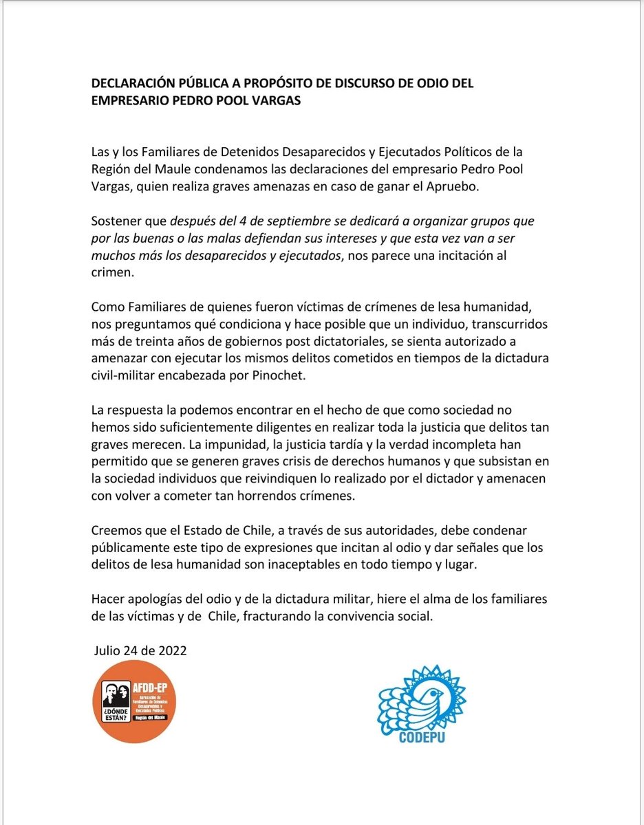NO+ Colonia Dignidad tweet media