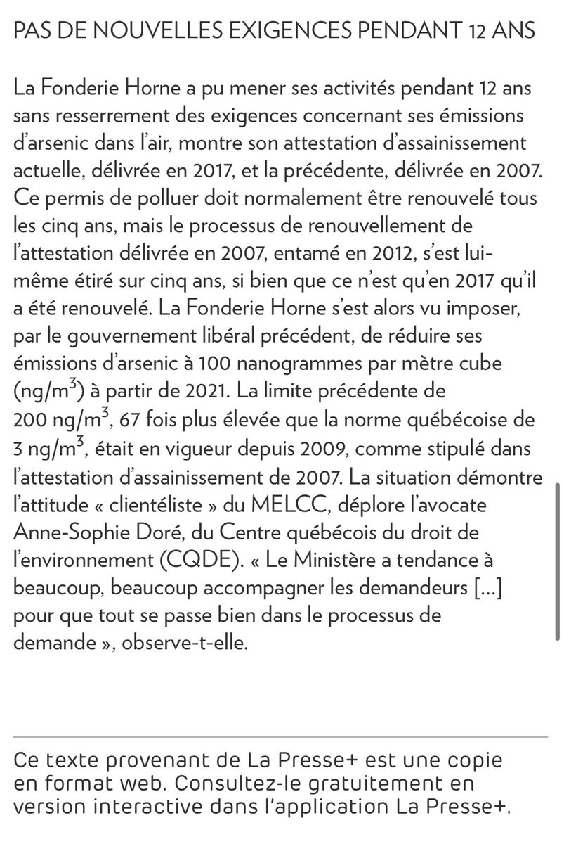 Rappel : c’est VOTRE gouvernement qui a donné, années après années, des passe-droits à la Fonderie Horne. Soyez francs avec les Québécois… 👇🏻