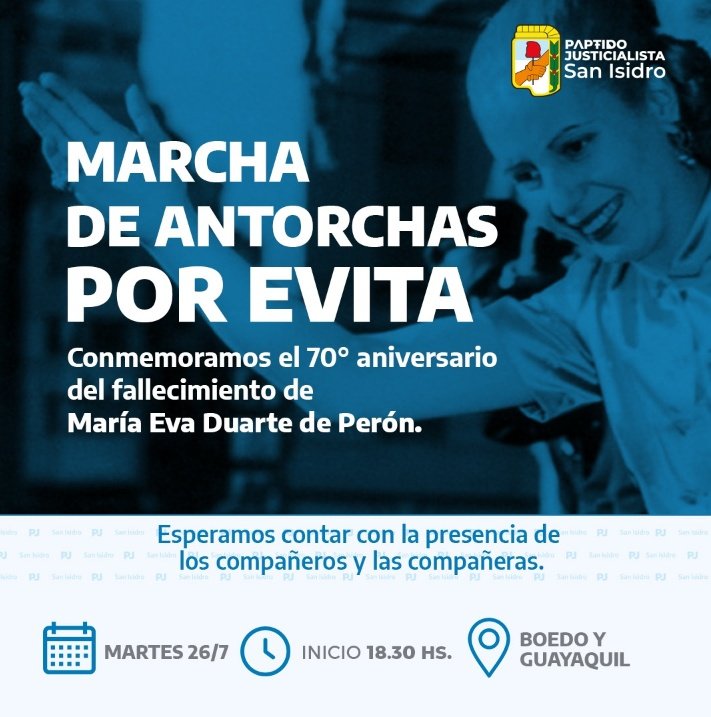 visionpaisarg's tweet photo. 🔥 #MarchaDeAntorchas
❤70 #Aniversario del fallecimiento
❤ #MariaEvaDuartedePeron
🗓 Martes 26 de Julio 
🕖 18:30 hs
📍#Boedo y #Gauyaquil
#Boulogne #SanIsidro
👉🏽 #partidojusticialistasi https://t.co/IMFfYngO2a