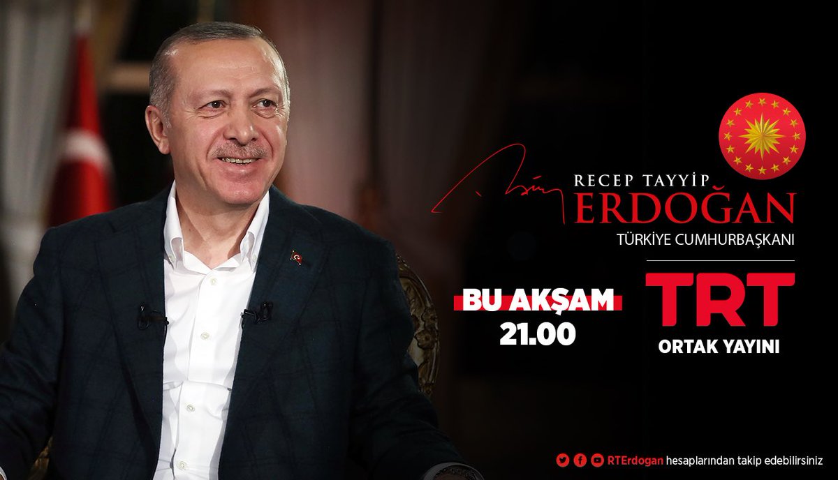 Cumhurbaşkanımız <a href="/RTErdogan/">Recep Tayyip Erdoğan</a>, bu akşam 21.00’de TRT ortak yayınında gündeme ilişkin değerlendirmelerde bulunacak.

Yayını Cumhurbaşkanımızın sosyal medya hesaplarından canlı olarak takip edebilirsiniz.