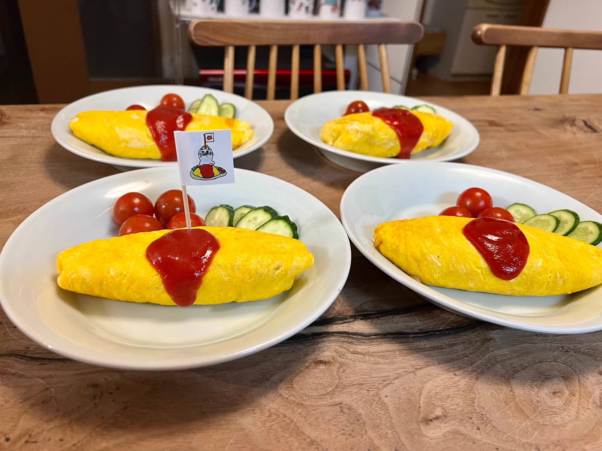 夏休みの目標は「1人でオムライスを作れるようになること」。最高のオムライスの出来上がり。