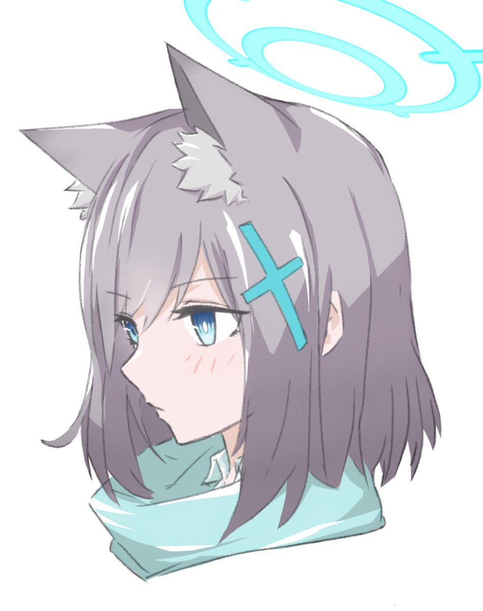 shiroko (blue archive) 1girl animal ears solo extra ears animal ear fluff halo scarf  illustration images