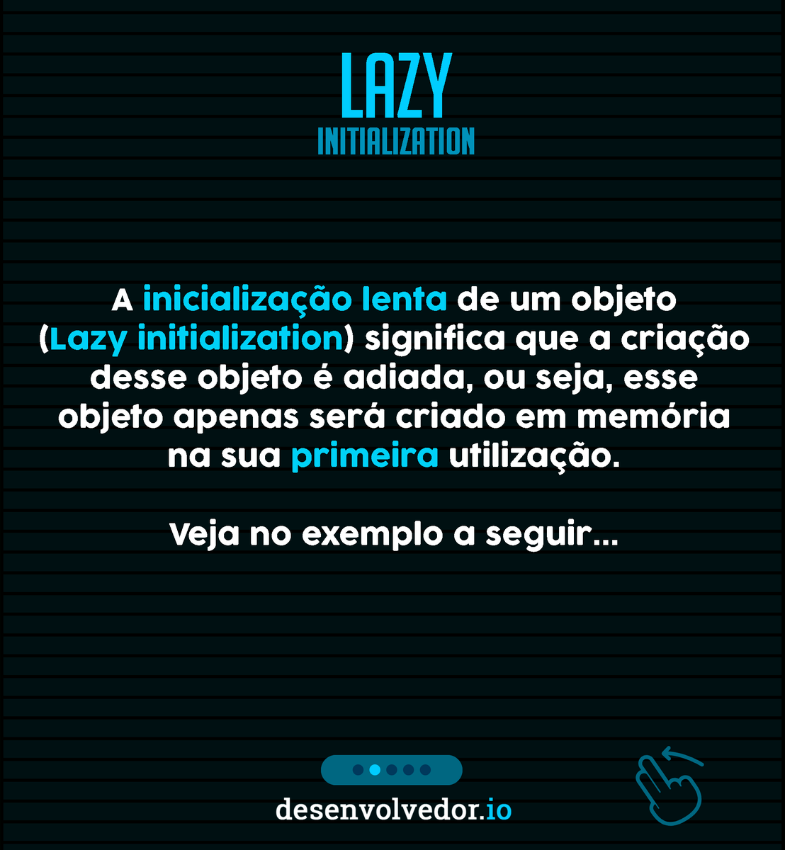 desenvolvedorio's tweet image. Você sabe o que é Lazy Initialization? Esse recurso do C# pode oferecer mais performance para sua aplicação economizando recursos em memória 📝🦾
Fonte: docs.microsoft.com/en-us/dotnet/f…
#desenvolvedorio #csharp #LazyInitialization #singleton