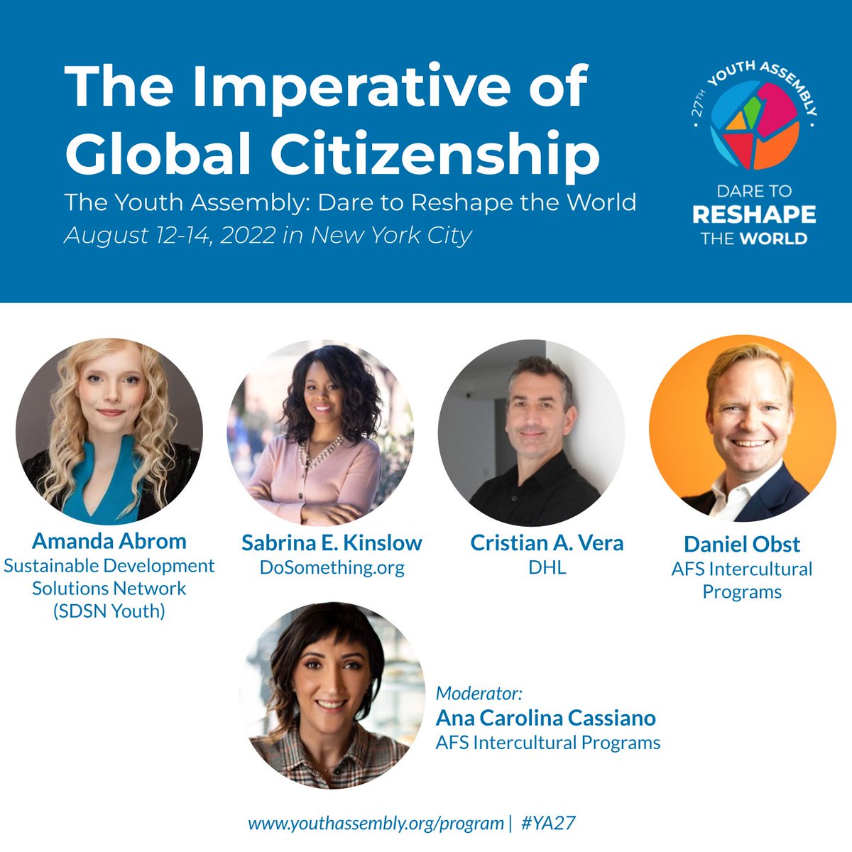 YouthAssembly's tweet photo. Exciting panels are on #YA27 program on Aug 13:
✅The Imperative of Global Citizenship 
✅Transforming Education for All Panel
✅Equitable Access to Healthcare &amp; Non-communicable Disease Prevention
✅Conquering the Divide in a Polarized World
More info: https://t.co/79CCQLRbWJ https://t.co/7JzgQzDFhi