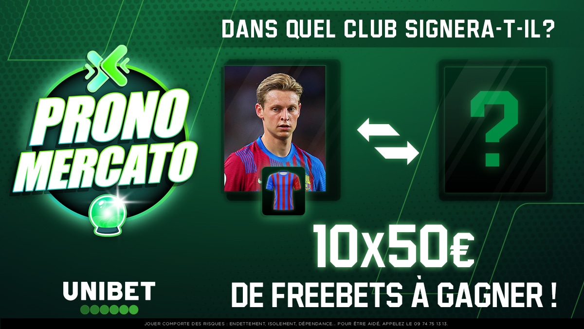 UnibetFrance's tweet photo. 🟠 Frenkie de Jong au pied du mur au Barça ? 

🤔 Tu le vois évoluer dans quel club la saison prochaine ? 10 x 50€ de Freebets à la clé si tu trouves le bon🤑

👉 RT/FOLLOW + #PronoMercato + ta réponse.
⏳ Fin du jeu demain à 12h. https://t.co/0Nlq6iuHey