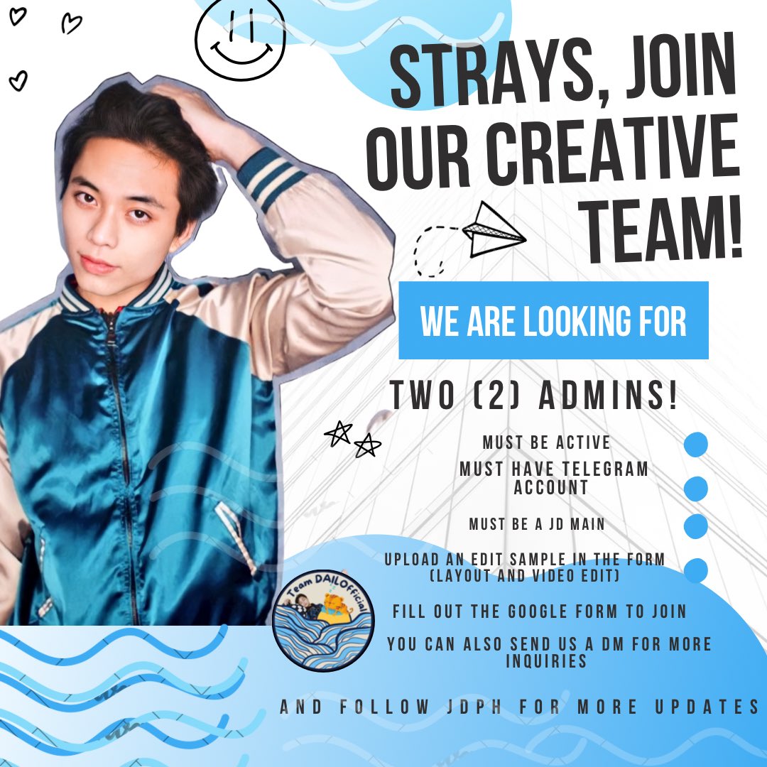 justindailoph's tweet photo. πππ², ππ π¬πππ§π¬! We, Team DAILOfficial, is looking for two (2) more admins to complete our Creatives Team. Fill up our admin application form below and be part of the team! β¨
π: https://t.co/vvEBKKNWZC
#JDPH #TeamDailOfficial #TraineeJustin π https://t.co/4CPFtc6PgQ