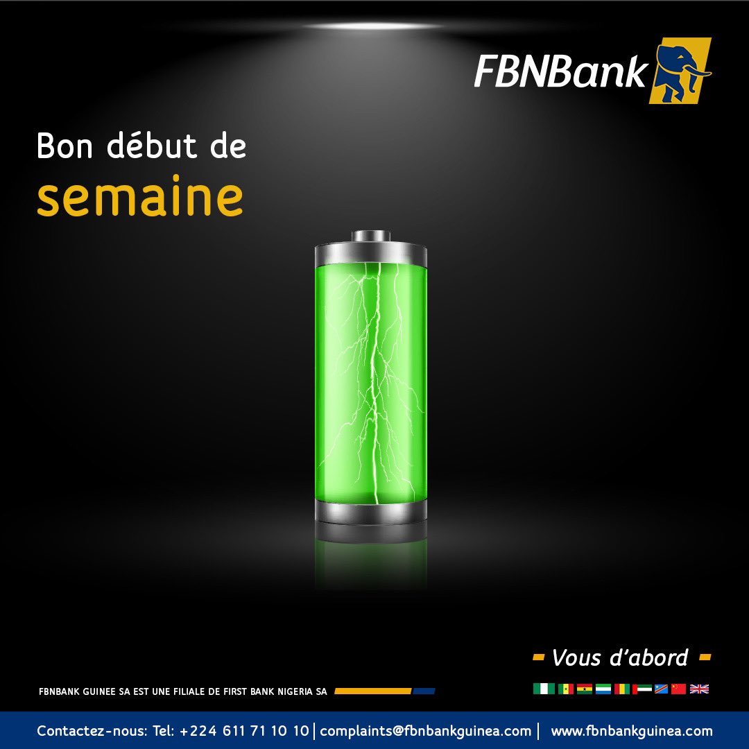 FirstBankGuinee's tweet photo. En plus de nos différents canaux qui vous ont servi toute la semaine , nous sommes heureux de vous retrouver en agence ce matin. 
Tout en nous excusant de tout désagrément causé , nous vous souhaitons un bon début de semaine à tous. 

#FBNMonie
#FBNMobile
#USSD

#vousdabord https://t.co/1MMCQnon8m